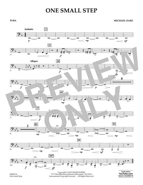 One Small Step Tuba Sheet Music Michael Oare Concert Band