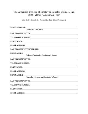 Fillable Online Fellows Nomination Form 2022 Pdf Fax Email Print