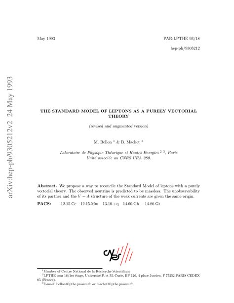 (PDF) The Standard Model of Leptons as a Purely Vectorial Theory