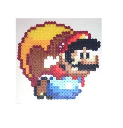 Mario Cape Perler 8 Bit Pixel Art Bead Sprite Super By Perlpop