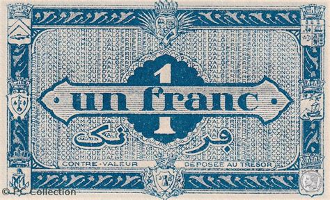 1944 H2 Pick101 1 Franc algérien Unc Billets Afrique Algérie