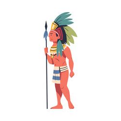 Maya Man In Traditional Costume And Headdress Vector Image