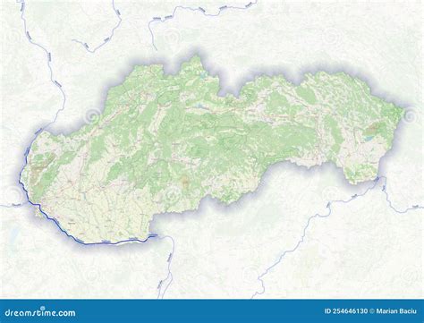 Physical Map Of The Country Of Slovakia Colored Stock Illustration