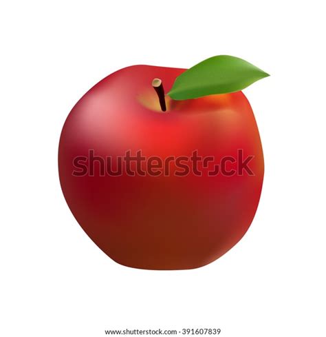 Red Apple Green Leaf Isolated On Stock Vector Royalty Free 391607839