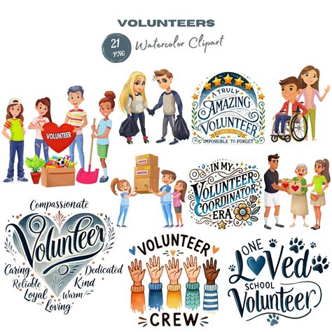 Watercolor Volunteers PNG Clipart for Local Community Engagement and