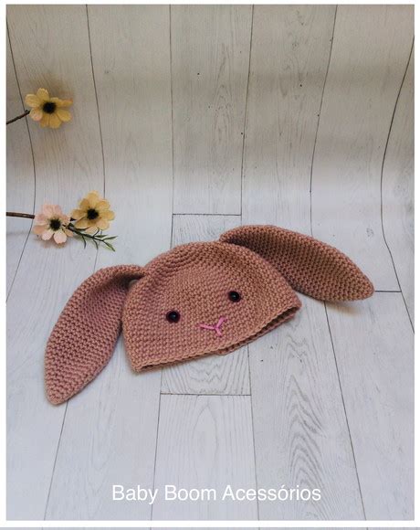Touca Coelho Nude Baby Boom Elo Produtos Especiais
