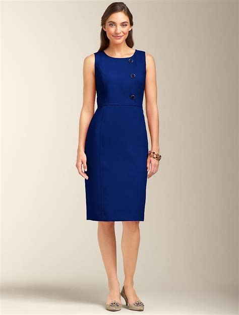 New 179 Talbots Blue Button Bateau Wool Blend Sheath Dress Sz 2 Ropa