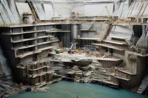 Premium Photo Detailed Cross Section Of A Dam Under Construction Top