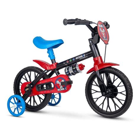 Bicicleta Infantil Aro 12 Rodinhas Mechanic Preto E Vermelho