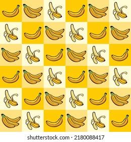 Banana Seamless Yellow Pattern Cute Banana Stock Vector Royalty Free