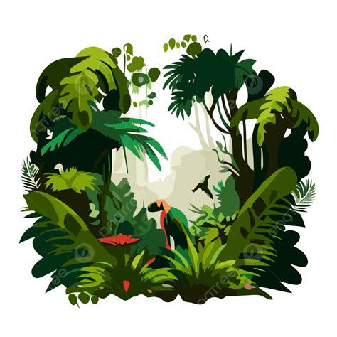 tropical rainforest vector sticker clipart colorful wild tree cartoon