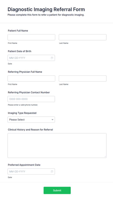 diagnostic imaging referral form template jotform