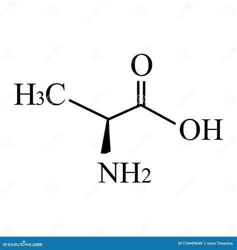 Alanine Chemical Structure Vector Illustration Hand Drawn