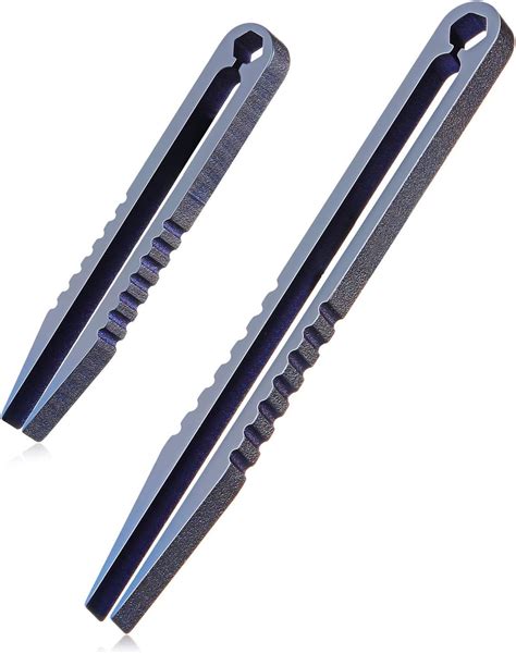 2 Pieces Mini Titanium Tweezers Portable Titanium Alloy