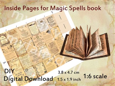 DIY 24 INSIDE PAGES for Miniature Magic Spells Book Cover 1:6 - Etsy