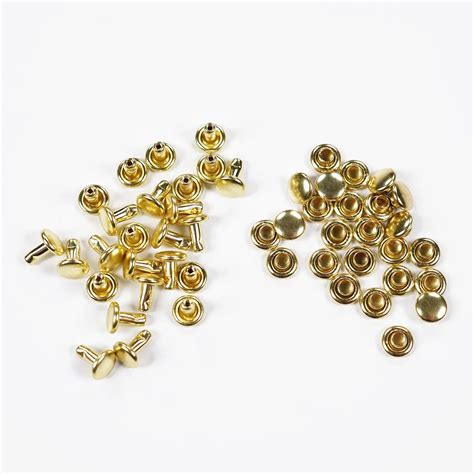 6mm X 6 4mm Solid Brass Double Cap Rivets 25 Pack Leatherado