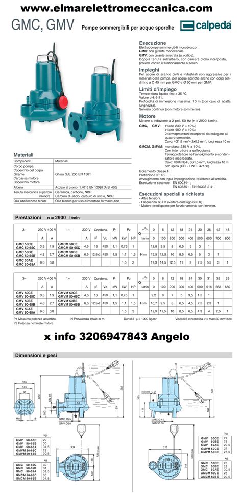 Calpeda Gmc Be Elettropompa Sommersa Hp Pompa Fogna Monoblocco