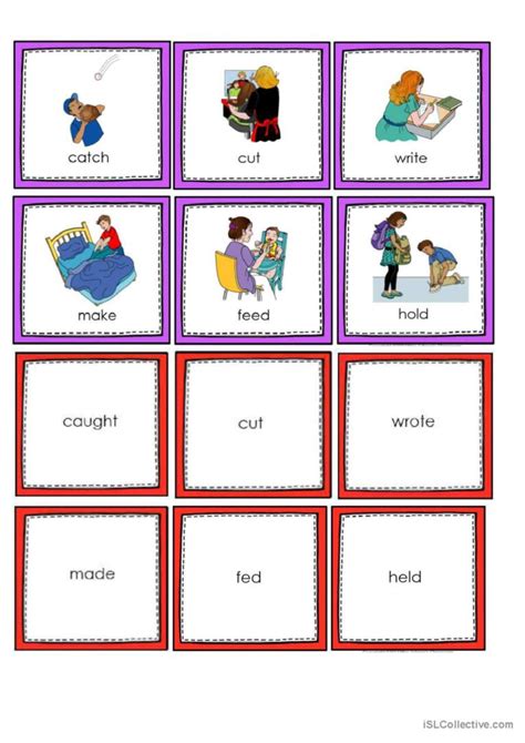 Irregular Verbs Memory Game Vocabula English ESL Worksheets Pdf Doc