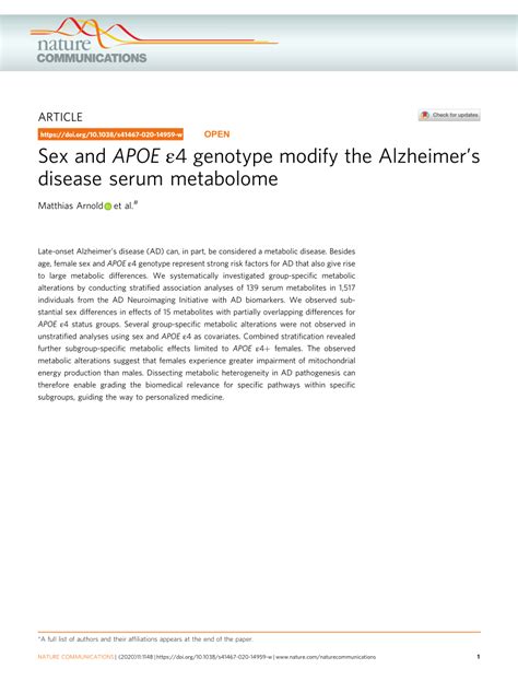 Pdf Sex And Apoe ε4 Genotype Modify The Alzheimers Disease Serum