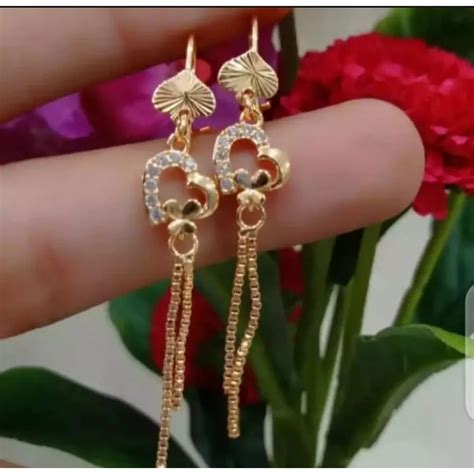 Jual Anting Klip Jurai Love Pita Titanium Gold Perhiasan Wanita Anti