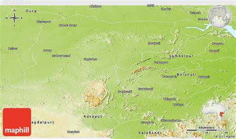 Physical Panoramic Map of Raipur