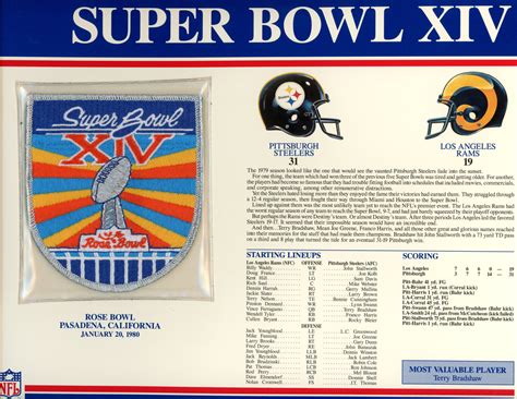 Super Bowl Xiv Patch Stat Card Official Willabee And Ward Denver Autographs