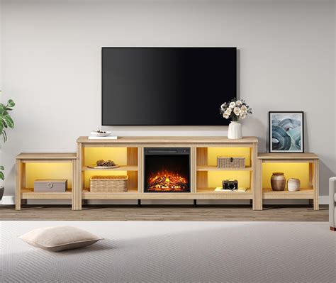 Amazon WAMPAT Fireplace TV Stand For 85 Inch TV Wood