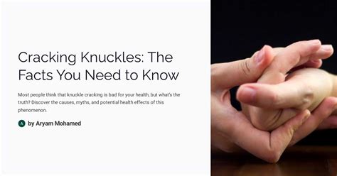 Cracking Knuckles The Facts You Need To Know