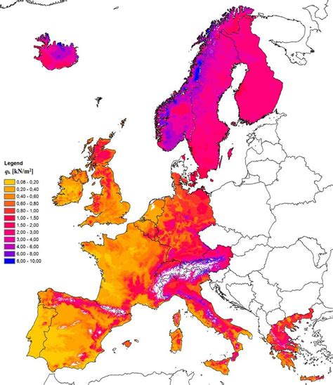 Eurocode 1, showing the European Ground Snow Load Map defined in EN ...