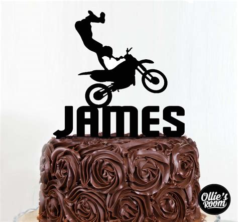 Personalised Motorbike Dirt Bike Cake Topper Motocross Birthday