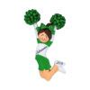 Cheerleader Jumping Green Uniform Brunette Hair Personalized Christmas Ornament