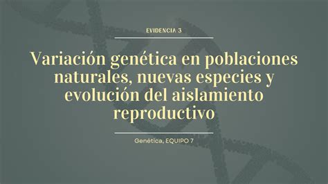 Solution Presentaci N Variabilidad Gen Tica Nuevas Especies Y