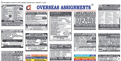 Assignment Abroad Times Th January Gulf Jobs Today