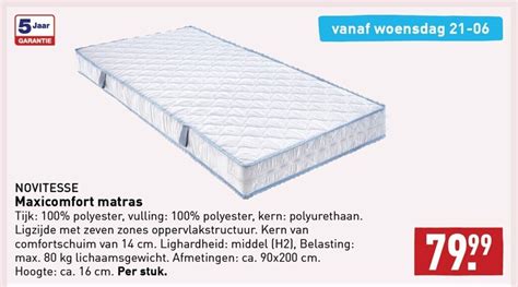 Novitesse Maxicomfort Matras Aanbieding Bij Aldi