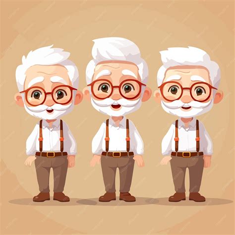 Premium Vector Grandfather With White Hair Portrait In Flat Design