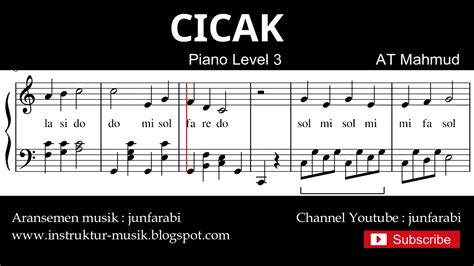 Notasi Balok Cicak Tutorial Piano Level 3 Not Lagu Anak Indonesia