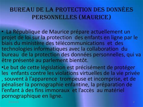 Ppt Bureau De La Protection Des Donn Es Personnelles Maurice