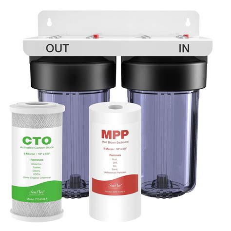 SimPure 2 Stage 10 Inch Whole House Water Filter with Clear Housing