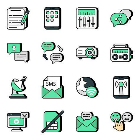 Pack of Communication and Technology Flat Icons 25837884 Vector Art at ...