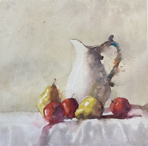 Fruit and Jug Still Life Watercolor - Michele Clamp Art