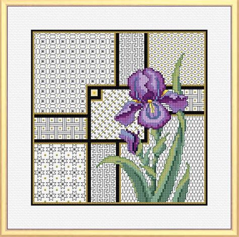 Iris And Blackwork A NCH Cross Stitch Kit And Chart Blackwork