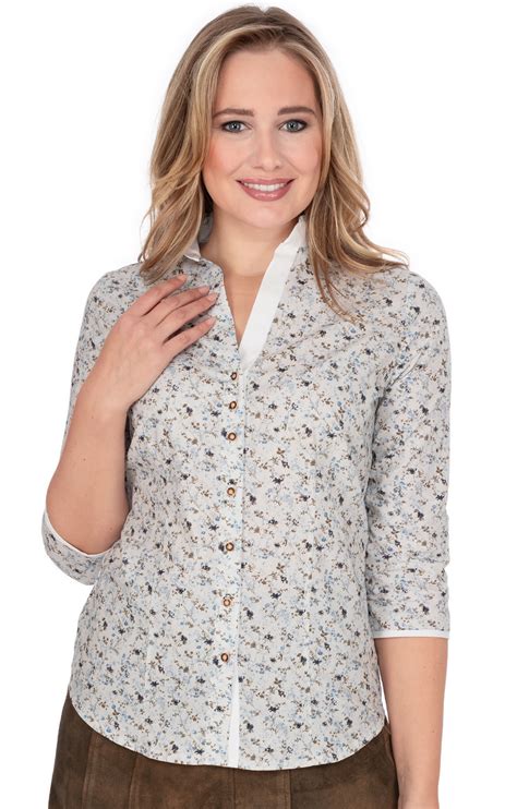 OS Trachten Bluse 450000 4300 42 Mittelblau Alpenclassics De