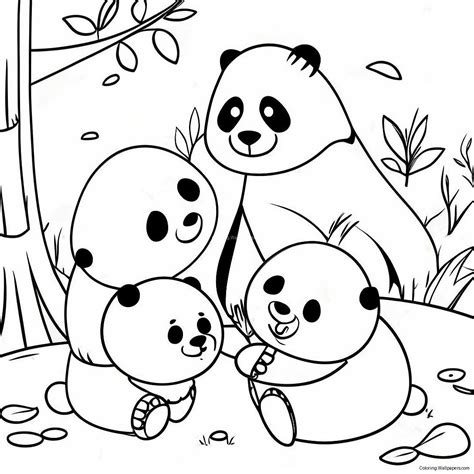 panda family coloring page