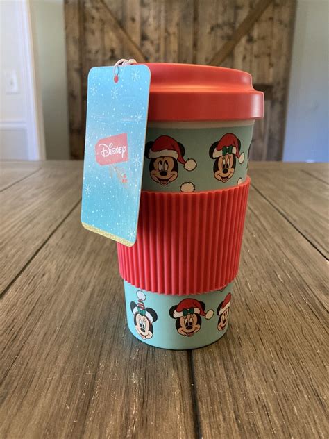 Mickey And Minnie Mouse Disney Christmas Bamboo Travel Coffee Mug Ebay