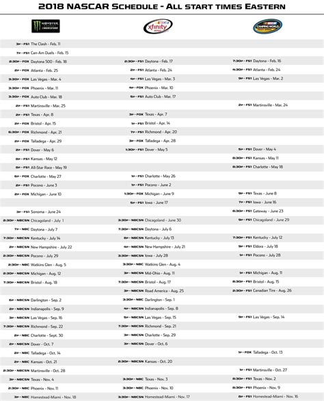 Nascar 2021 Tv Schedule Printable - Printable Schedule