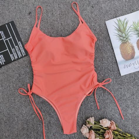 Hot Sale Solid Color High Fork Adjustable Bikini Onepiece Swimsuit Wholesale NHZO243823