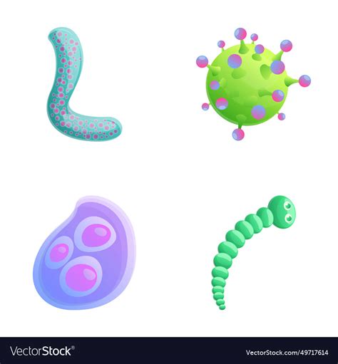 Protozoa Icons Set Cartoon Various Royalty Free Vector Image