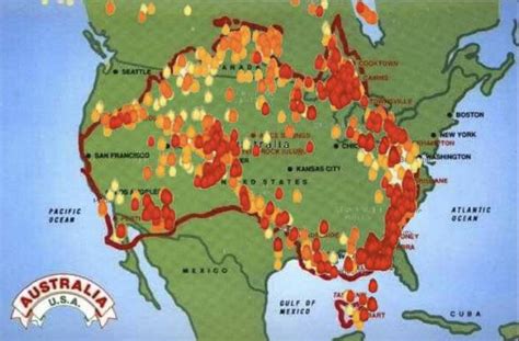 Australian fires compared to the land mass of the US : r/MapPorn