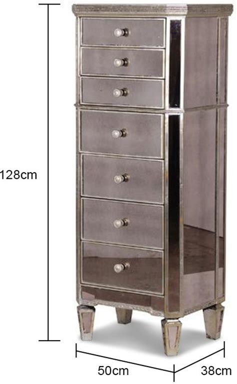 Slim Venetian Tallboy Chest Of Drawers Mirrored Finish Bedroom Chests