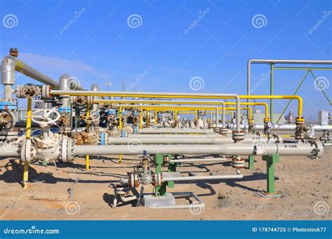 oil production manifold   wellsite stock image image